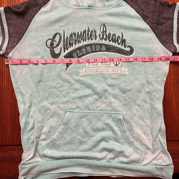 Avalon Apparel Clearwater Beach Florida Lightweight Mint Green Grey Hoodie L - Picture 3 of 9